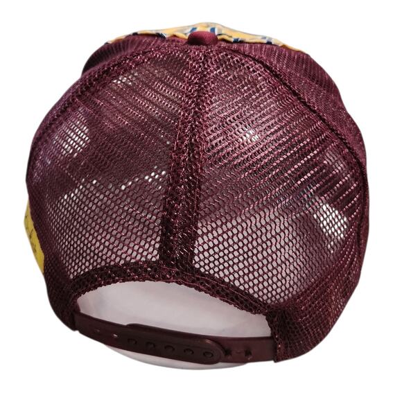 Blowfish Designs Trucker Hat Men's Adjustable Burgundy Yellow Pattern - Picture 4 of 5